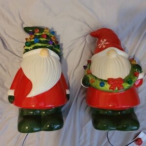 Mr. Christmas 12" Ceramic Red Light Up Gnome Figures (Can Buy One Or Both)
